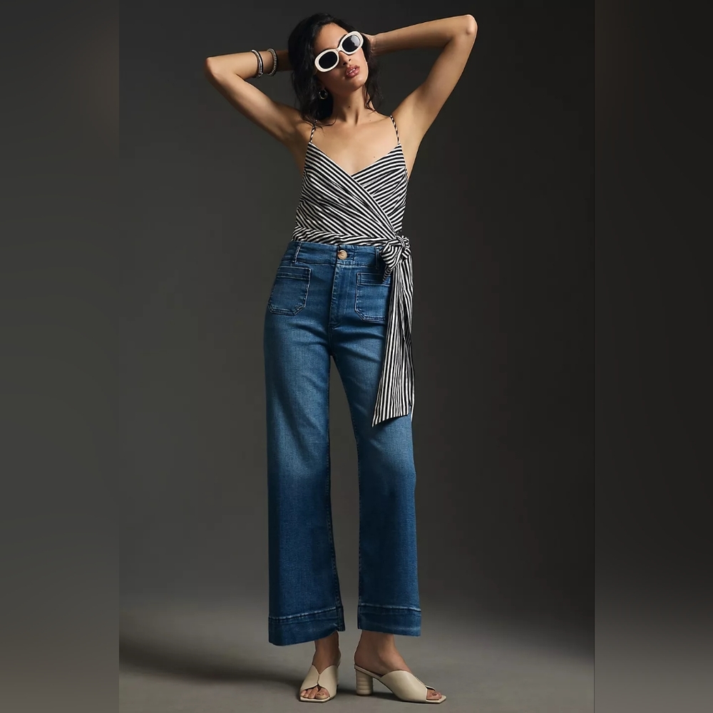 Anthropologie Pilcro Denim Colette Cropped Wide-Leg Jeans